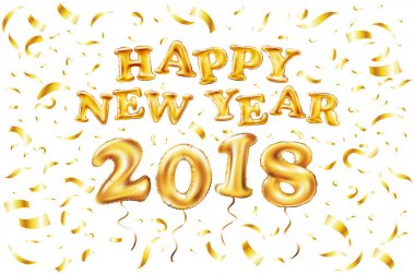 Metalik altın harf balon, 2018 mutlu yeni yıl, altın sayı Alfabe harf Balonlar, hava dolu. Noel kutlamaları, Dekorasyon, güzel parıldıyor