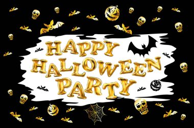 2016 Cadılar Bayramı parti etiketi kabak ve tipografi unsurlarıyla dolu. Retro grunge etkisi olan vektör metin. Korkunç bayram kutlaması için pul. Tişört, tişört ve diğer kimliklere baskı yap.