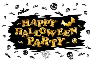 2016 Cadılar Bayramı parti etiketi kabak ve tipografi unsurlarıyla dolu. Retro grunge etkisi olan vektör metin. Korkunç bayram kutlaması için pul. Tişört, tişört ve diğer kimliklere baskı yap.