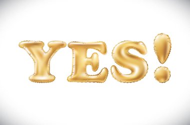 vektör altın alfabe Balonlar, kısaltma ve kısaltma, Evet, altın mektup balonu