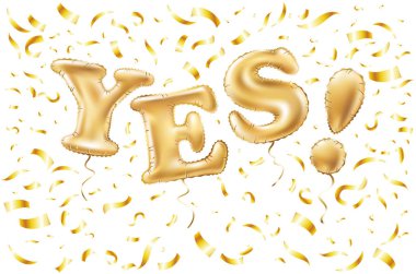 vektör altın alfabe Balonlar, kısaltma ve kısaltma, Evet, altın mektup balonu