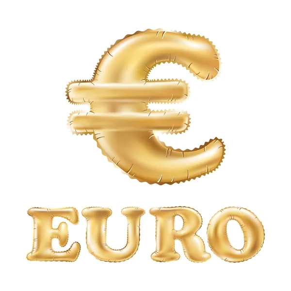 Vector Gold euro symbol alphabet balloons, money and currency, Golden number and letter balloon — Stock Vector