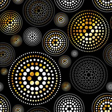 Altın sıçrama veya pırıltılı payetler seamless modeli. Glitter doku. Altın BLOB'ları veya siyah arka plan sonsuz şablonundaki düzensiz lekeler. Şenlikli, doğum günü, parti sıçrama arka plan.