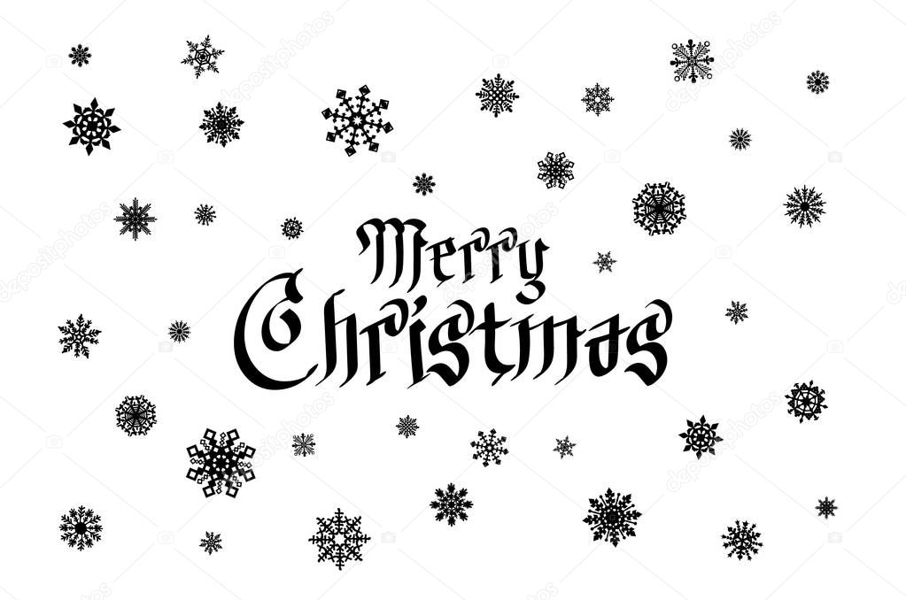Wandtattoo weihnachten Gothic Merry Christmas black lettering design. snow xmas Vector