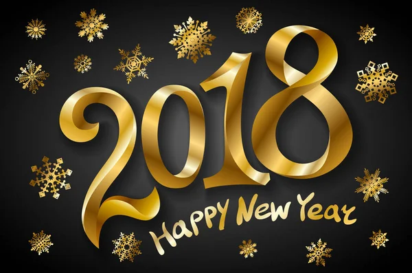 Frohes neues Jahr 2018 Grußkarten-Design-Vorlage mit goldenem Text auf schwarzem Hintergrund. Vektorillustration — Stockvektor