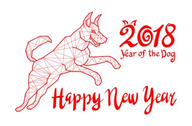 Red Dog is a symbol 2018. Chinese new year. Dog silhouette in zentangle style. Vector illustration. clipart