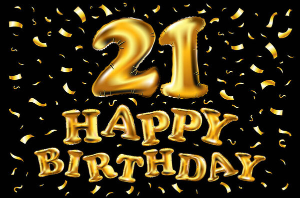 21th Happy birthday anniversary greeting card. Vector design
