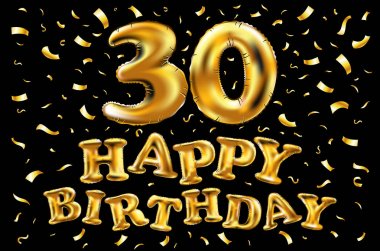 Vektör altın folyo 30 doğum günü. Hat yazı