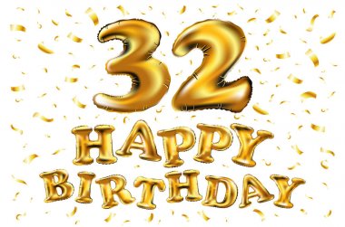 Altın sayısı 32 otuz iki beyaz arka plan üzerinde izole şişme balon