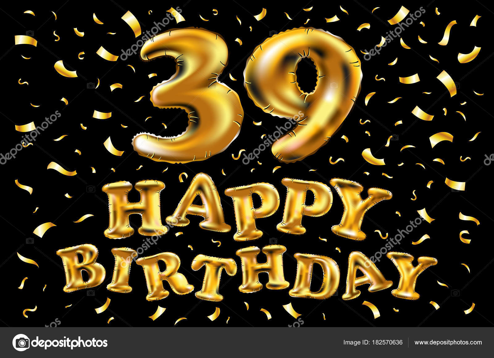 39 Years Birthday Celebration greeting card Design — Stock Vector