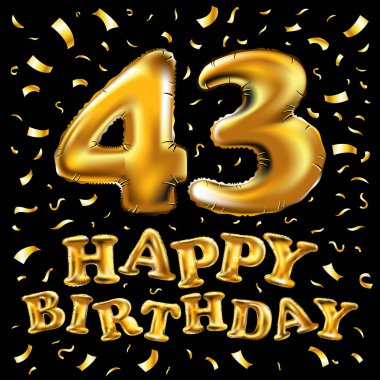 Doğum günü pastası mumlar 43 numaralı simge şeklinde ile. Doğum günü sembolü. Altın sparkles ve glitter illüstrasyon