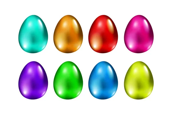Conjunto de huevos coloridos con malla degradada, ilustración vectorial — Archivo Imágenes Vectoriales