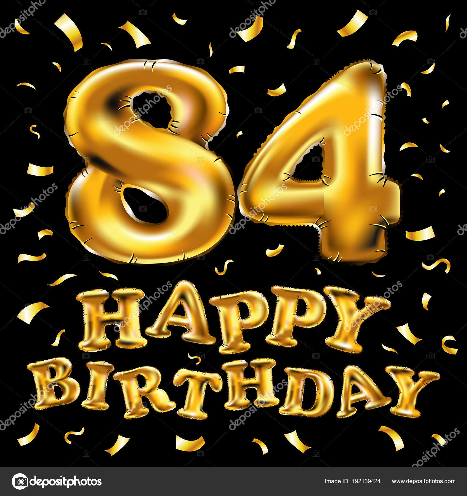 Vector happy birthday 84th celebration gold balloons and golden