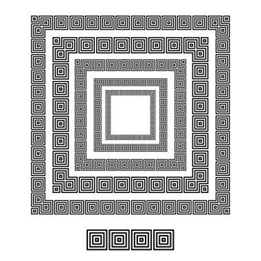 Kare bir çizgi içinde kare fırça desenleri siyah şekil tasarım vektör grafik yuvarlak çerçeveler tam olarak düzenlenebilir vuruş genişliği ile