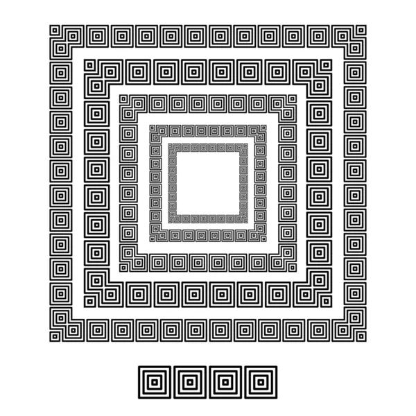 Modelli di pennello quadrato in una linea quadrata forma nera grafica vettoriale cornici rotonde con larghezza del tratto completamente modificabile — Vettoriale Stock