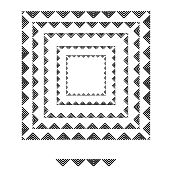 三角形のブラシパターン正方形の線の黒の図形ベクトルグラフィック丸枠完全に編集可能なストローク幅 — ストックベクタ