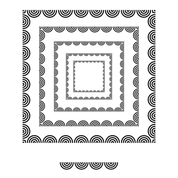 Pinselstriche Muster in einer quadratischen Linie schwarze Form Design Vektor-Grafik-Rahmen mit vollständig editierbarer Strichbreite — Stockvektor