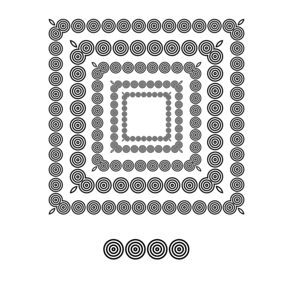 Kefék minták négyzet alakú fekete vonalú design vektor grafikus keretek teljesen szerkeszthető stroke szélességű — Stock Vector