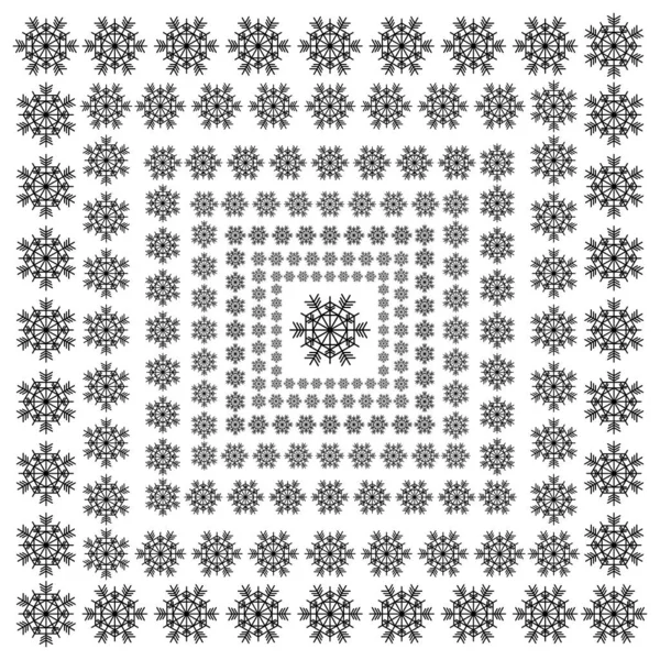 Vector snowflakes on a white background. Beautiful winter ornament. black line brush — Stock Vector
