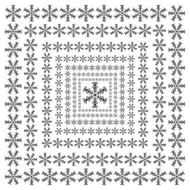 Beyaz arkaplandaki vektör kar taneleri. Güzel bir kış süsü. siyah çizgi fırçası