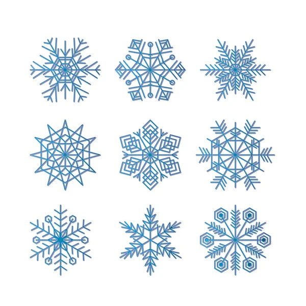 Зимний Набор Силуэта Синей Изолированной Иконы Белом Фоне Векторная Иллюстрация — стоковый вектор