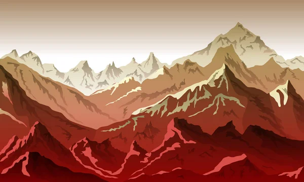 Montagne eps 10 illustrazione sfondo Vista di rosso - vettore — Vettoriale Stock