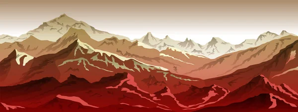 Montagne eps 10 illustrazione sfondo Vista di rosso - vettore — Vettoriale Stock