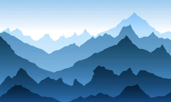 Montañas eps 10 ilustración fondo Vista de azul - vector — Vector de stock