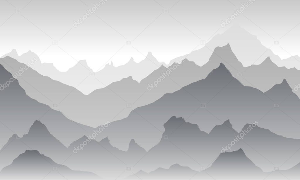 mountains eps 10 illustration background View of grey - vector