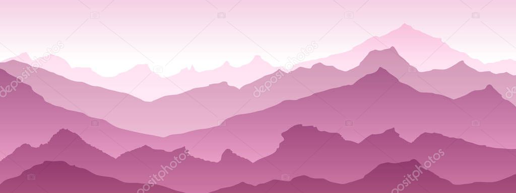 mountains eps 10 illustration background View of pink - vector