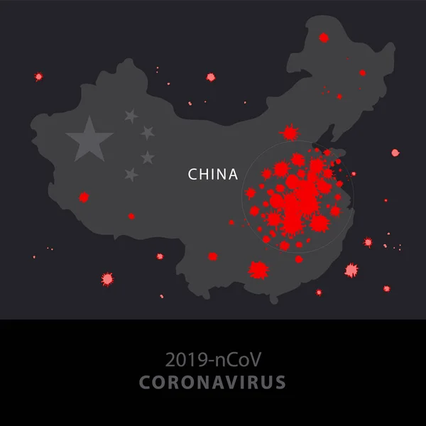 中国头孢病毒信息图谱(英文) 2019 ncov — 图库矢量图片