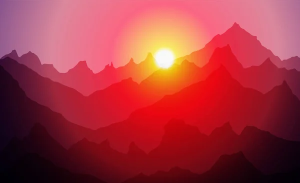 Sunrice mountains eps 10 illustration background View - vector — 图库矢量图片