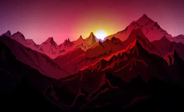 Sunrice mountains eps 10 illustration background View - vector — 图库矢量图片