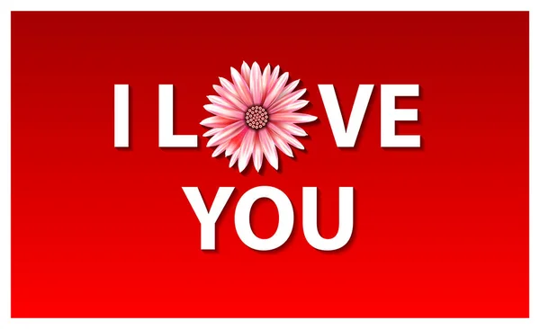 I love you vector illustration in flat design. flower red — 图库矢量图片