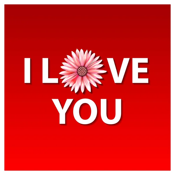 I love you vector illustration in flat design. flower red — 图库矢量图片