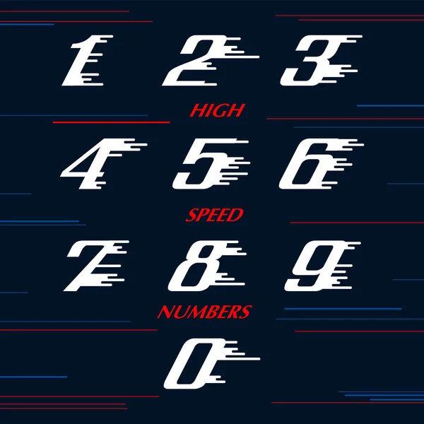 Velocidad Números Deportivos Set Logo Design Template Tipo Letra Estilo — Vector de stock