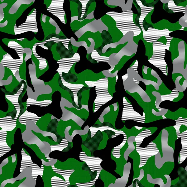 Kaki Camouflage Naadloos Patroon Groene Zilveren Zwarte Kleuren Punten Achtergrond — Stockvector