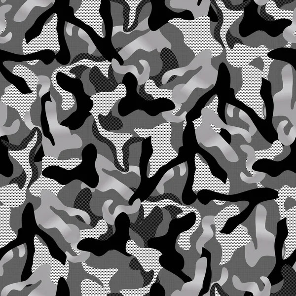 Motivo Senza Cuciture Camouflage Kaki Nei Colori Grigio Argento Nero — Vettoriale Stock