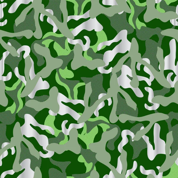 Khaki Kamouflage Sömlöst Mönster Grönt Och Silver Och Svarta Färger — Stock vektor