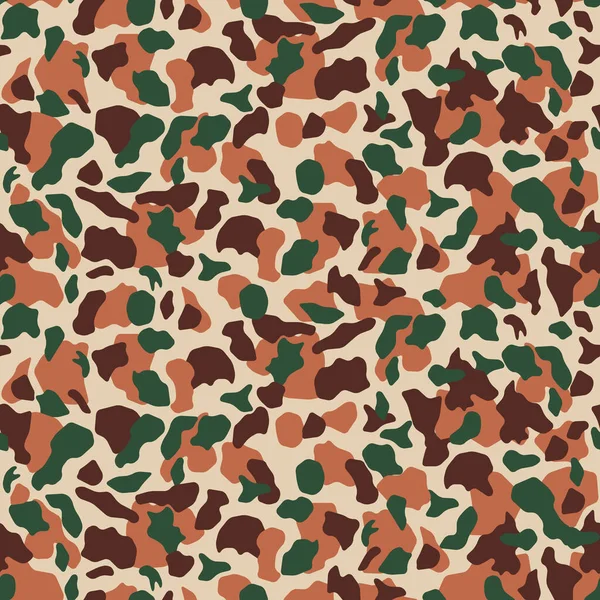 Naadloze Desert Camouflage Patroon Khaki Textuur Vector Illustratie Camo Print — Stockvector