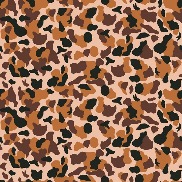 Naadloze Desert Camouflage Patroon Khaki Textuur Vector Illustratie Camo Print — Stockvector