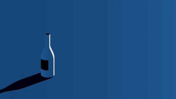 Botella de vino con sombra en estilo minimalista — Vector de stock