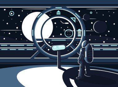 Uzay istasyonunda bir astronot ya da kozmonot.