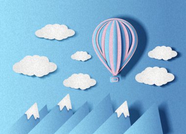 Dağların üzerinde uçan bir balon