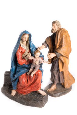 Noel doğum sahnesi Meryem, Yusuf ve İsa 'nın heykelleriyle temsil ediliyor.