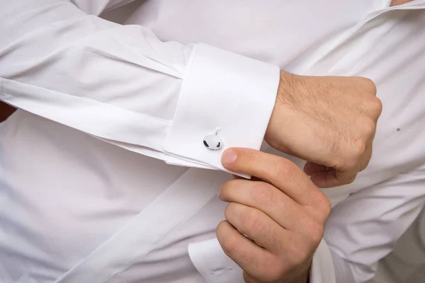 Close Man Tux Fixing His Cufflink — Stock Photo, Image