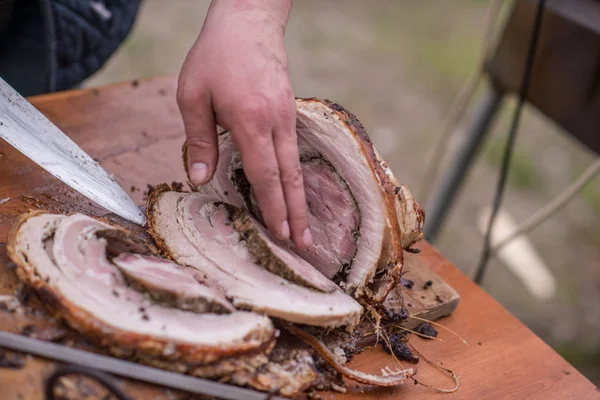 Rostade Skivade Fläsk Grillat — Stockfoto