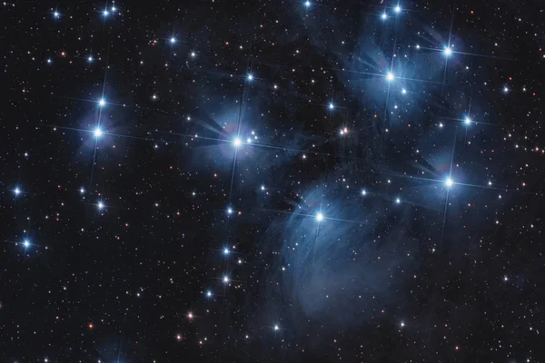 Астеризм Плеяд Звездном Ночном Небе — стоковое фото