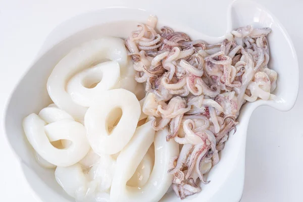 Boiled Whole Squids Rings Close Shot — Stock Photo, Image