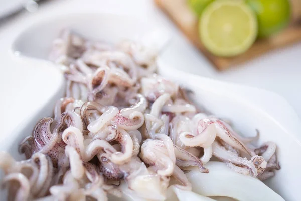 Portion Squids Served Plate Close Shot — Stock Photo, Image